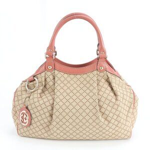 Gucci Ski Diamante Leather Tote Shoulder Hand Pink